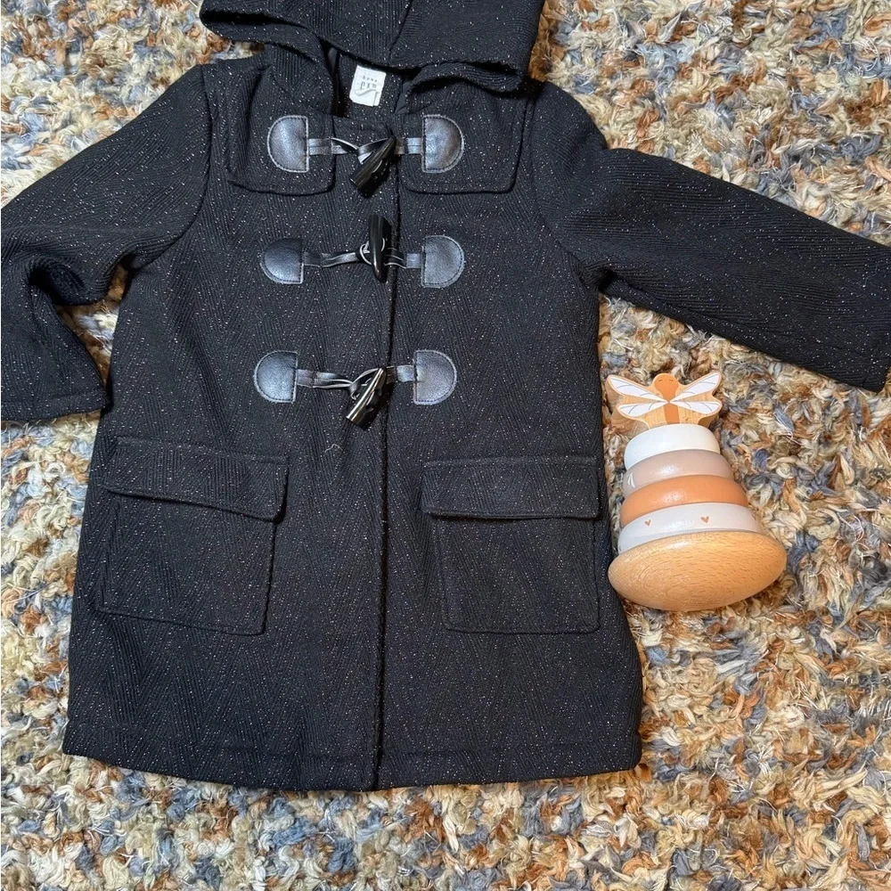 Baby Gap Black Hooded Toggle Coat (Toddler, Size 3 Years)